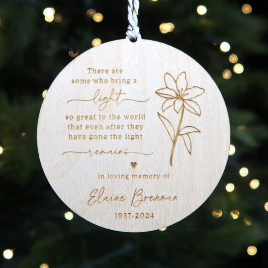 Light so Great to the World Memorial Ornament 2024 Personalized In Loving Memory Sympathy Gift