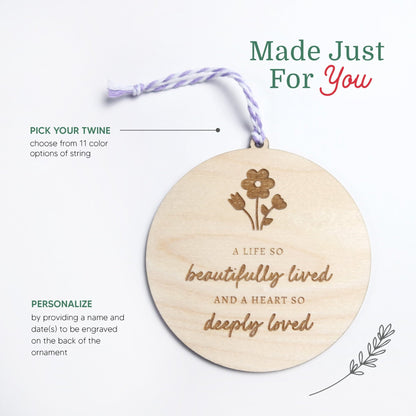 A Life So Beautifully Lived Memorial Ornament - Holiday Ornaments - Moon Rock Prints