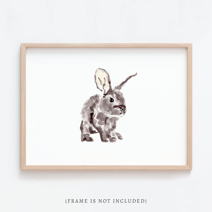 Baby Bunny Woodland Animal Watercolor Art Print - Art Prints - Moon Rock Prints