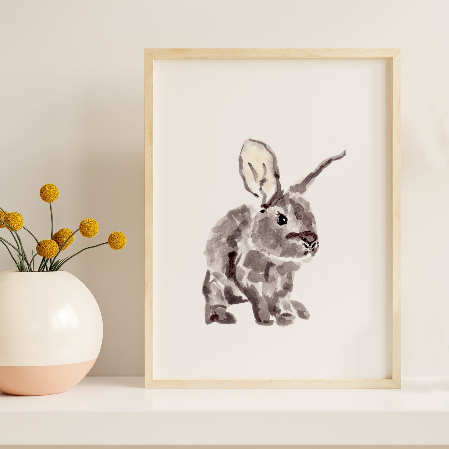 Baby Bunny Woodland Animal Watercolor Art Print - Art Prints - Moon Rock Prints