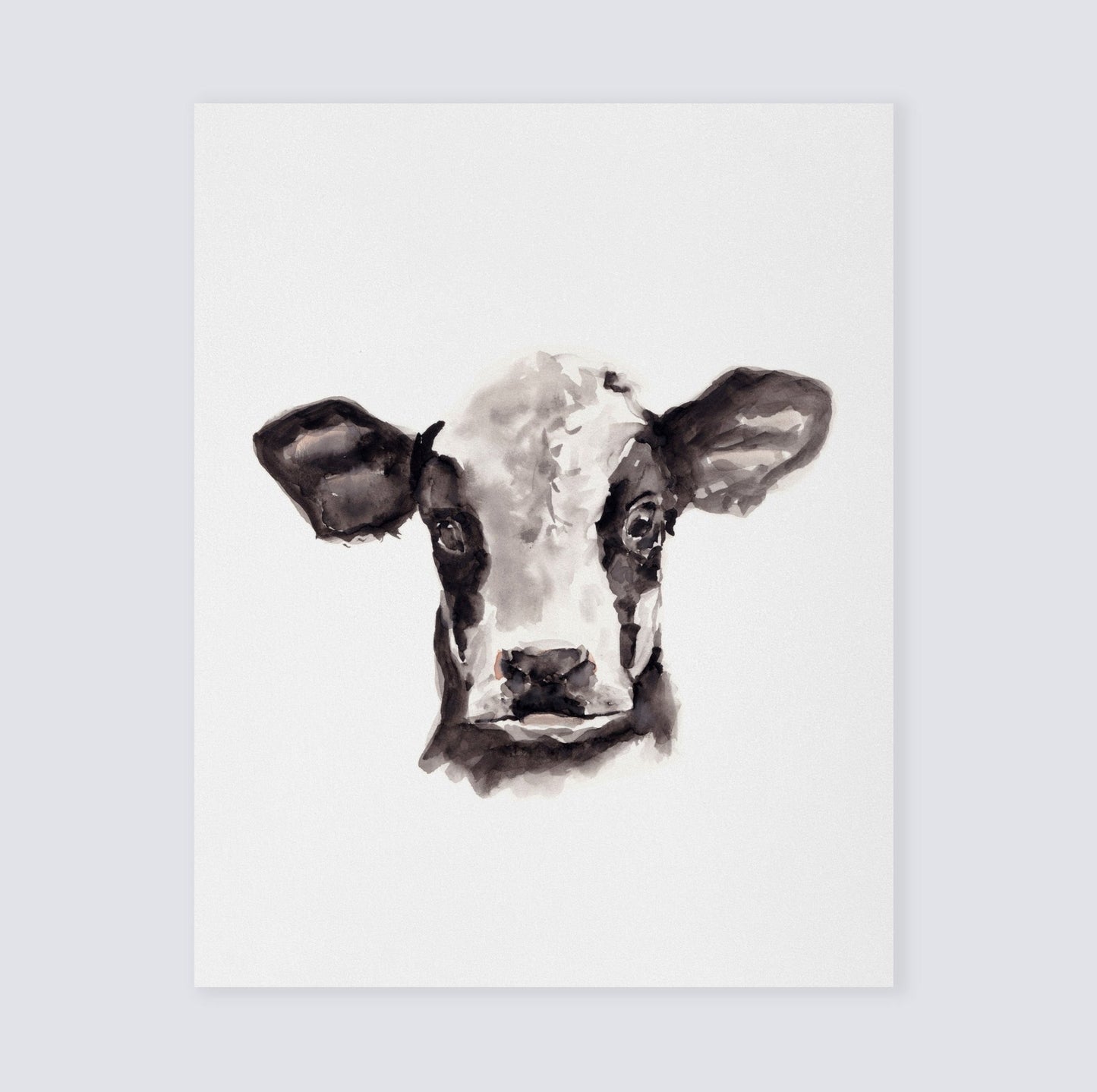 Baby Cow Portrait Farm Animal Watercolor Art Print - Art Prints - Moon Rock Prints