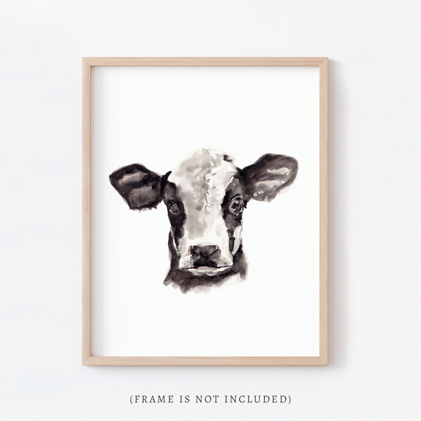 Baby Cow Portrait Farm Animal Watercolor Art Print - Art Prints - Moon Rock Prints