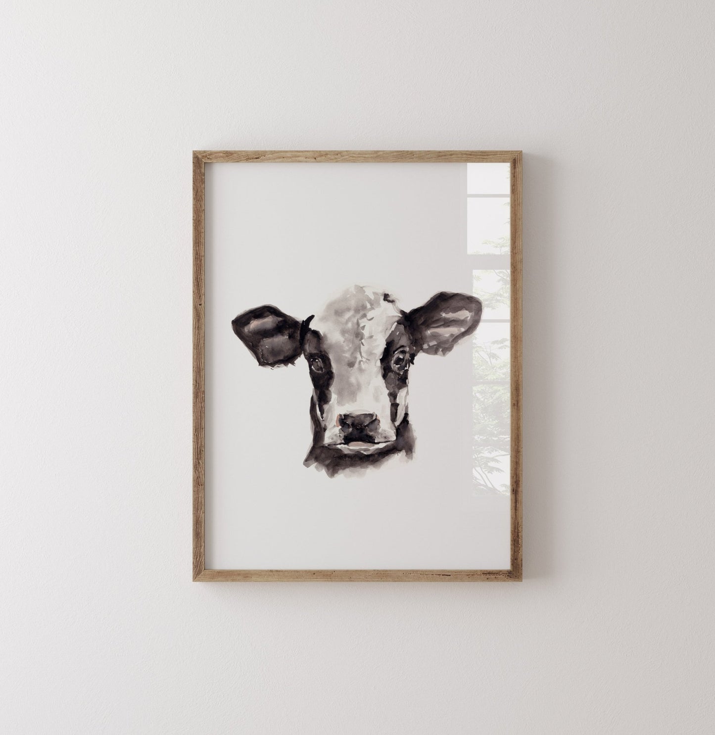 Baby Cow Portrait Farm Animal Watercolor Art Print - Art Prints - Moon Rock Prints