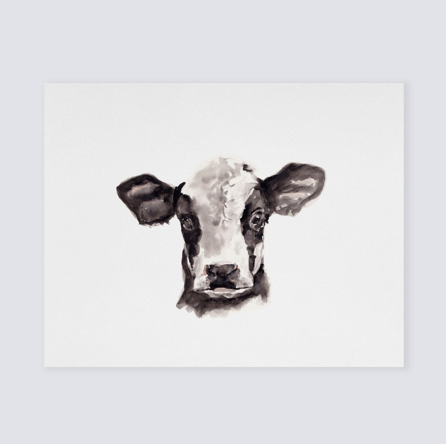 Baby Cow Portrait Farm Animal Watercolor Art Print - Art Prints - Moon Rock Prints