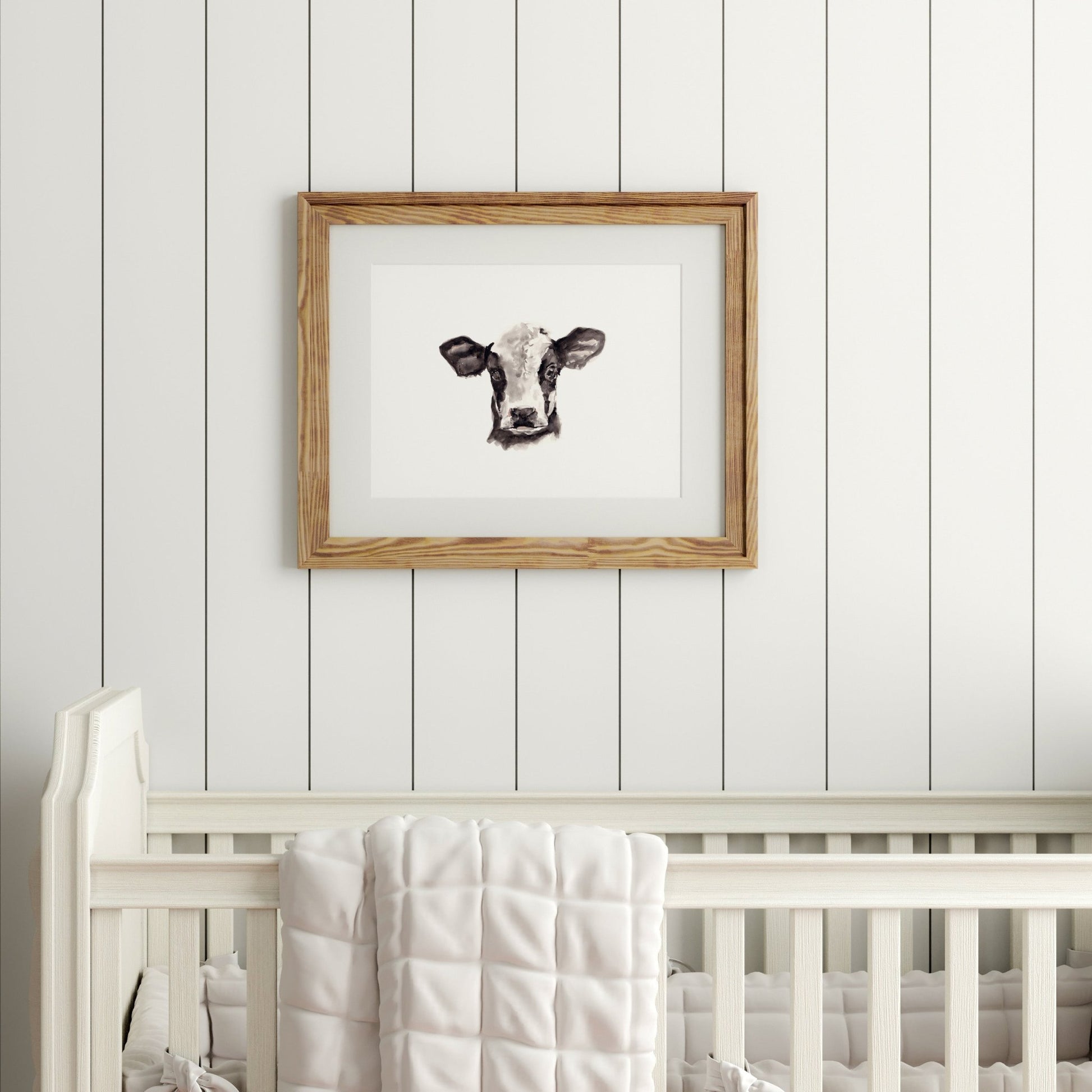 Baby Cow Portrait Farm Animal Watercolor Art Print - Art Prints - Moon Rock Prints