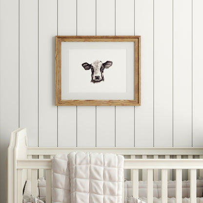 Baby Cow Portrait Farm Animal Watercolor Art Print - Art Prints - Moon Rock Prints