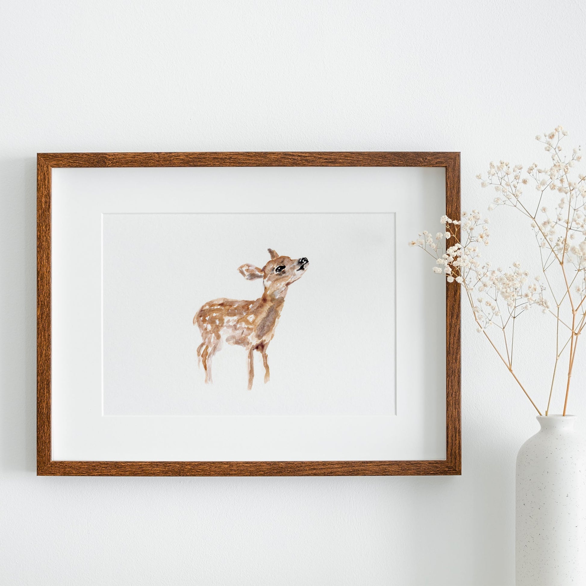 Baby Deer (Fawn) Woodland Animal Watercolor Art Print - Art Prints - Moon Rock Prints