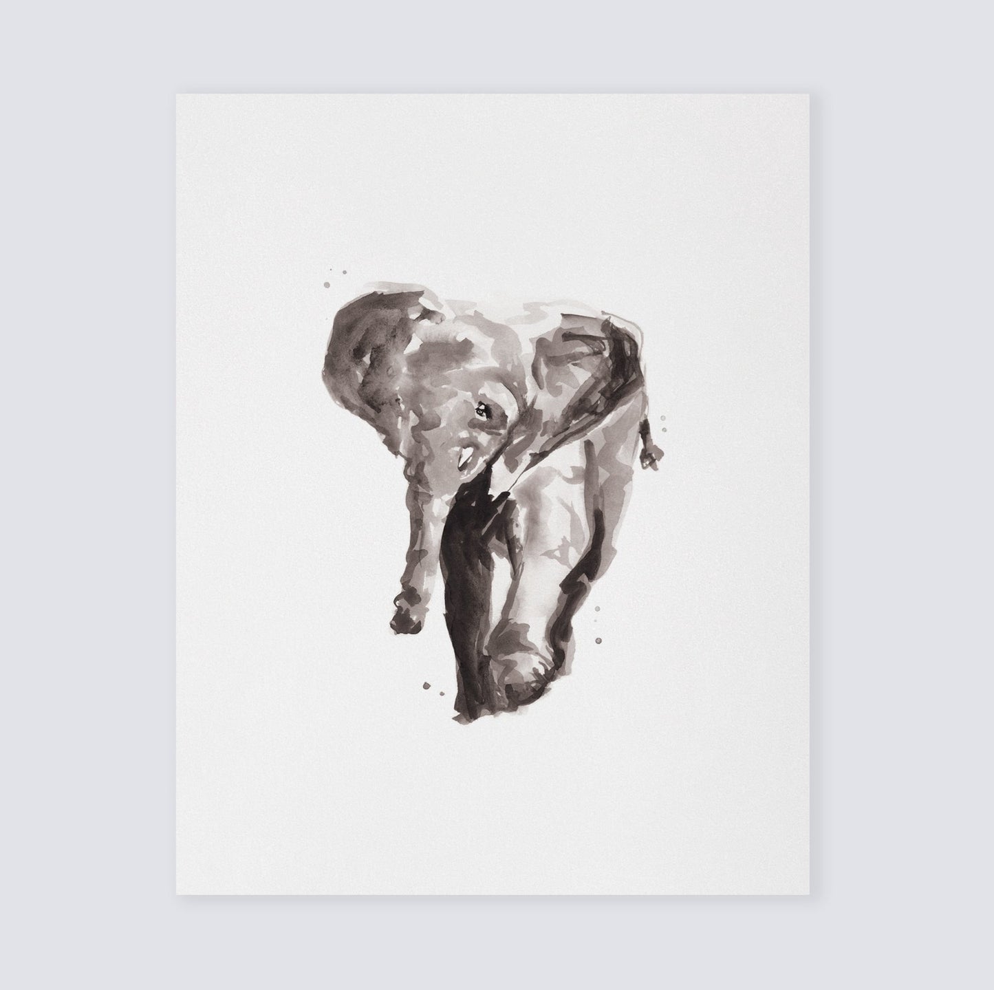 Baby Elephant Jungle Animal Watercolor Art Print - Art Prints - Moon Rock Prints