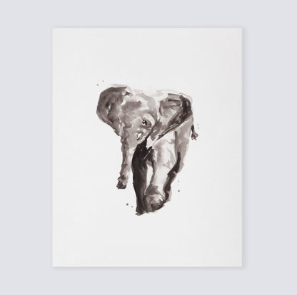 Baby Elephant Jungle Animal Watercolor Art Print - Art Prints - Moon Rock Prints