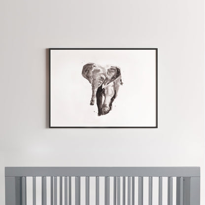 Baby Elephant Jungle Animal Watercolor Art Print - Art Prints - Moon Rock Prints