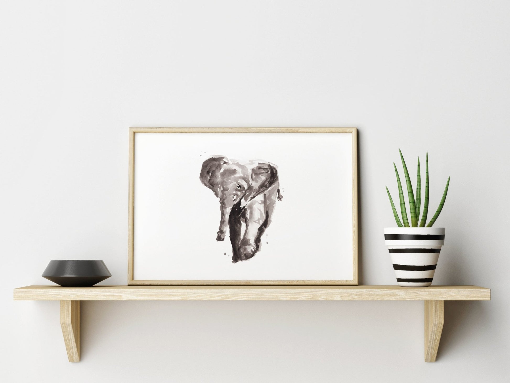 Baby Elephant Jungle Animal Watercolor Art Print - Art Prints - Moon Rock Prints