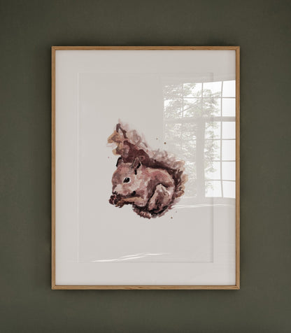 Baby Squirrel Woodland Animal Watercolor Art Print - Art Prints - Moon Rock Prints