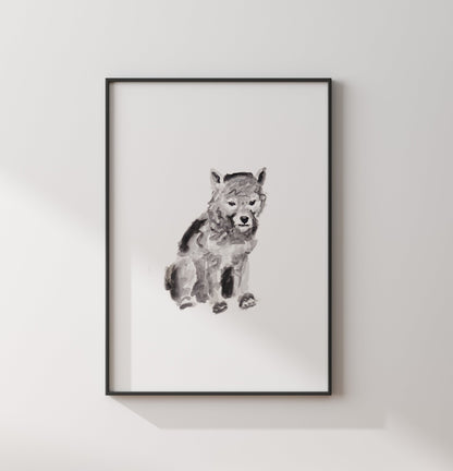 Baby Wolf Woodland Animal Watercolor Art Print - Art Prints - Moon Rock Prints