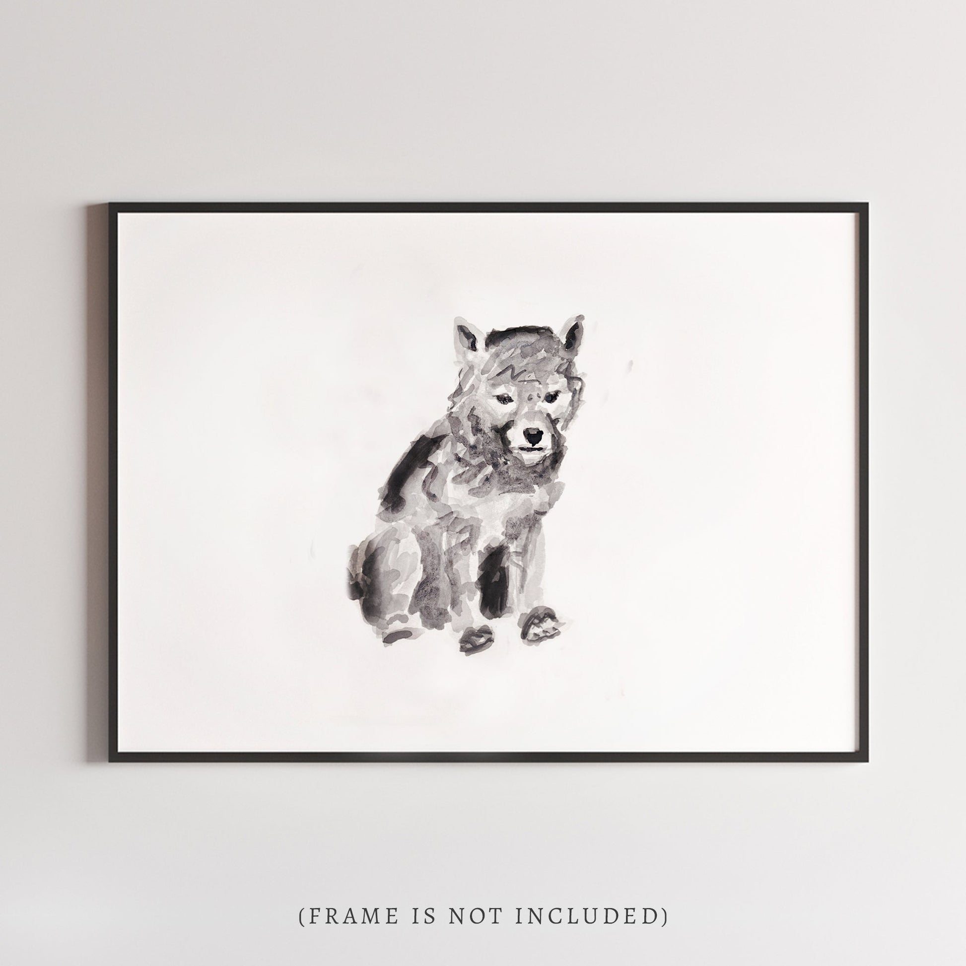 Baby Wolf Woodland Animal Watercolor Art Print - Art Prints - Moon Rock Prints