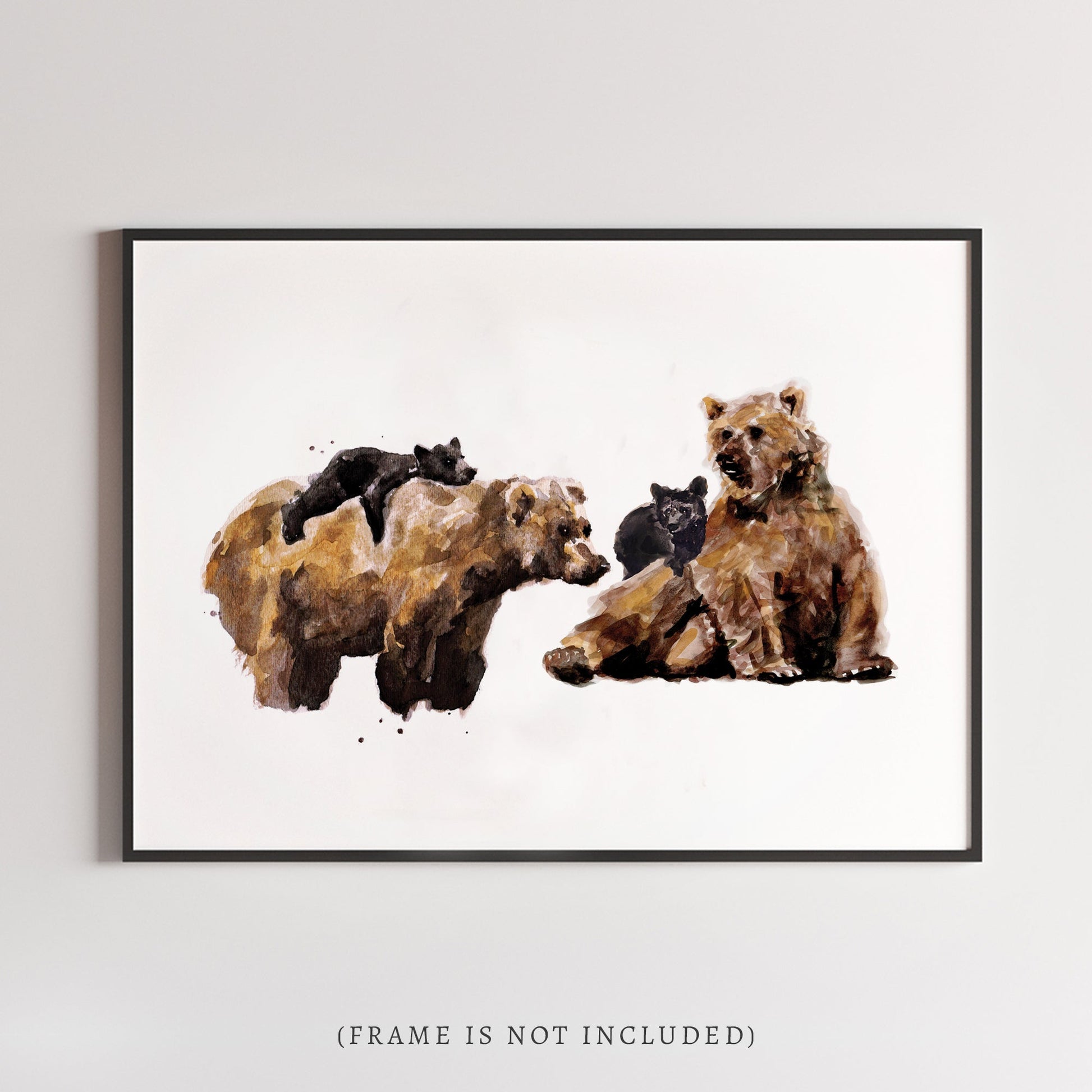 Bear Family of 4 Woodland Animal Watercolor Art Print - Art Prints - Moon Rock Prints