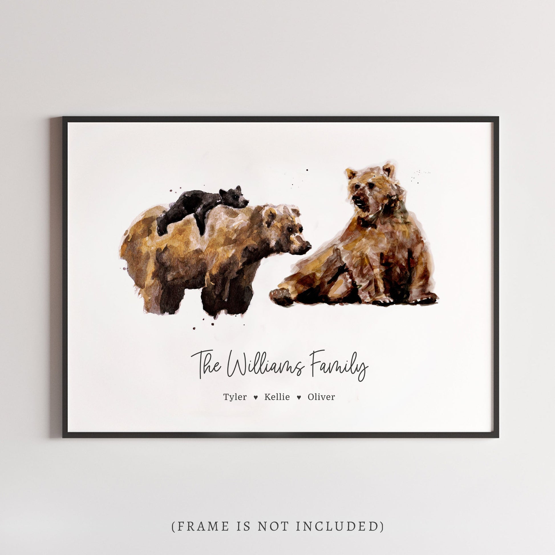 Bear Family Personalized Watercolor Art Print - Art Prints - Moon Rock Prints