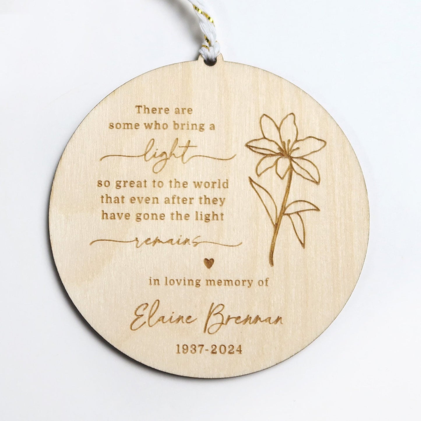 Light so Great to the World Memorial Ornament 2024 Personalized In Loving Memory Sympathy Gift