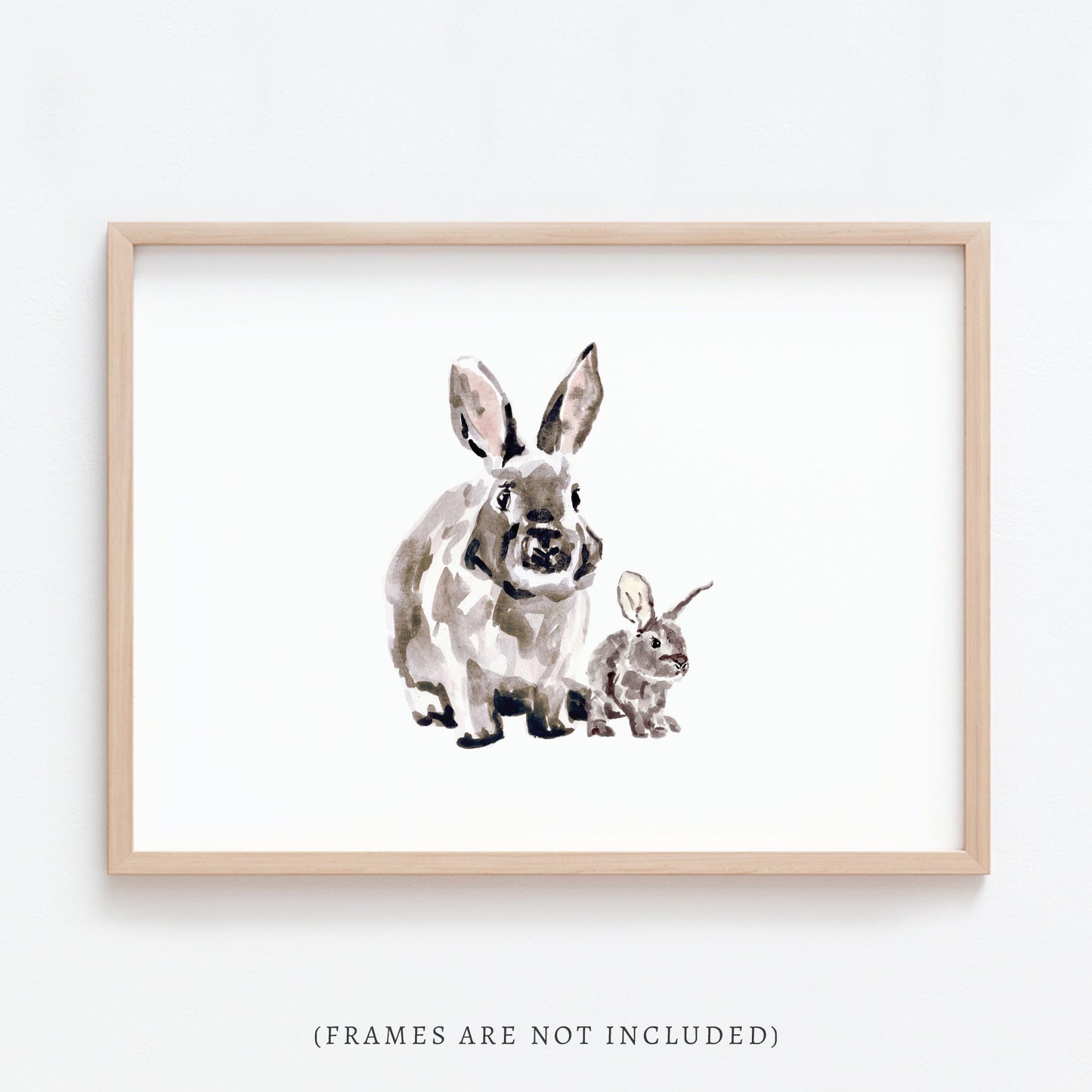 Bunny and Baby Bunny Woodland Animal Watercolor Art Print - Art Prints - Moon Rock Prints