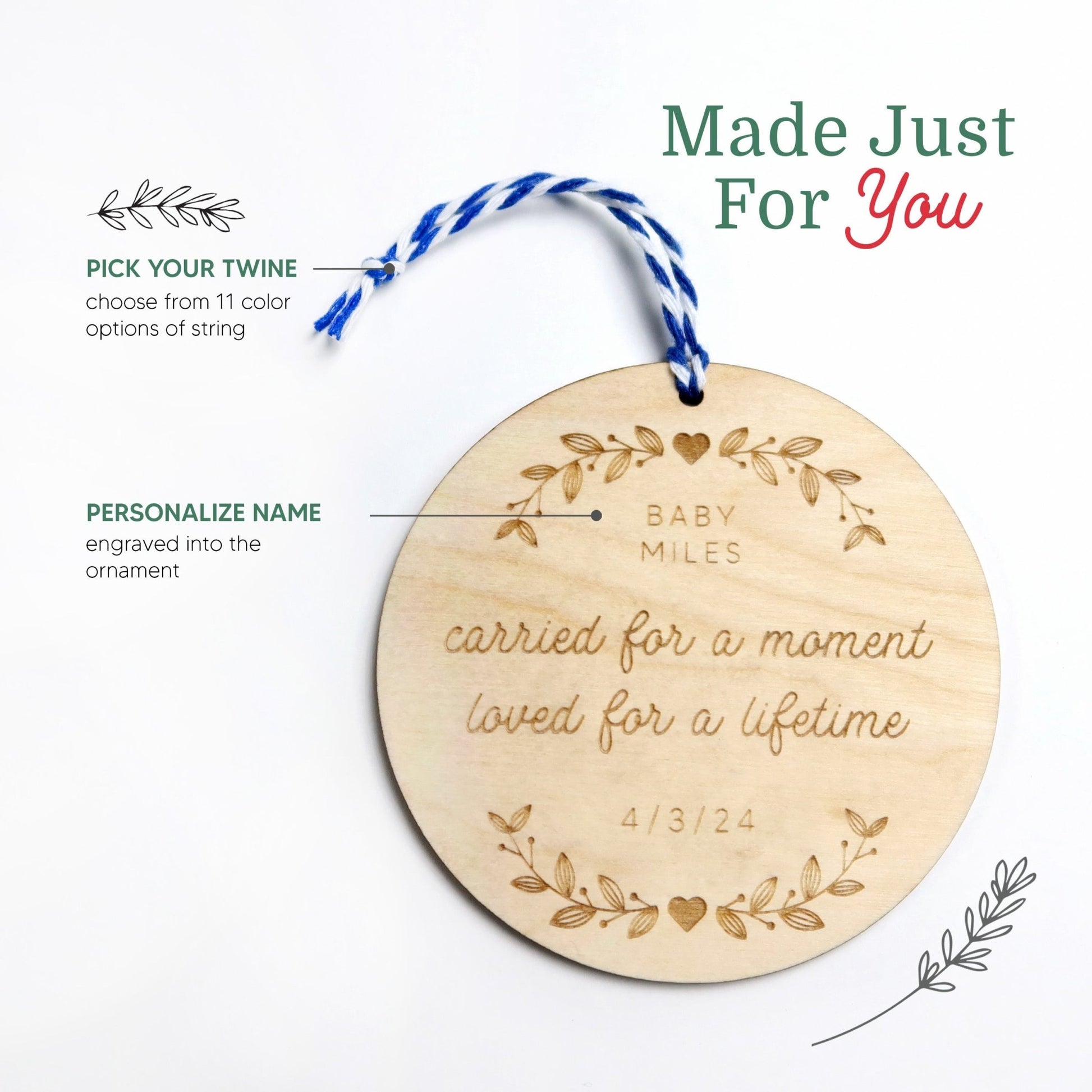 Carried for a Moment Loved for a Lifetime Personalized Ornament - Holiday Ornaments - Moon Rock Prints