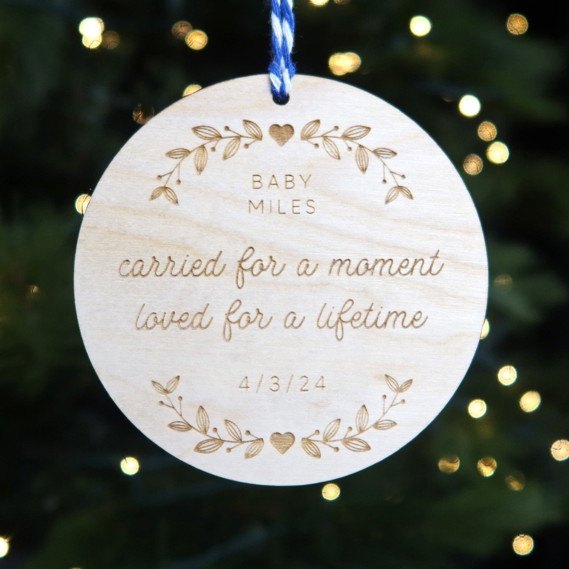 Carried for a Moment Loved for a Lifetime Personalized Ornament - Holiday Ornaments - Moon Rock Prints