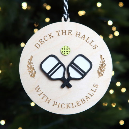 Deck the Halls with Pickleballs Ornament - Holiday Ornaments - Moon Rock Prints