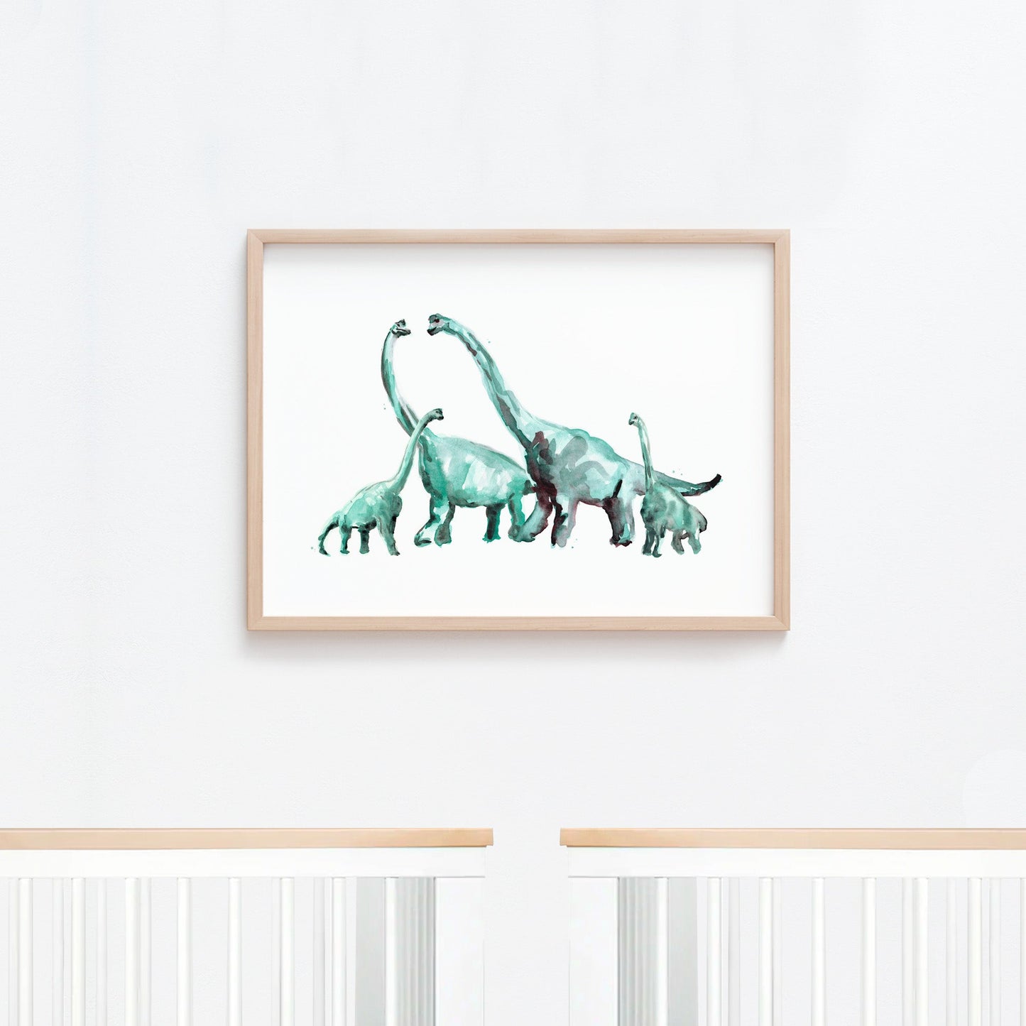 Dinosaur Family of 4 Watercolor Art Print - Art Prints - Moon Rock Prints