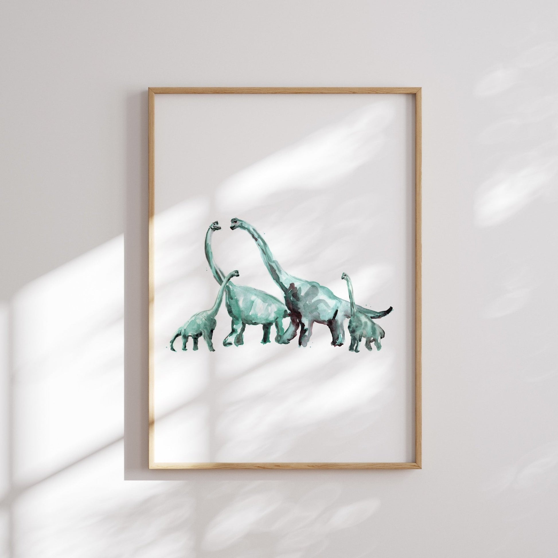 Dinosaur Family of 4 Watercolor Art Print - Art Prints - Moon Rock Prints