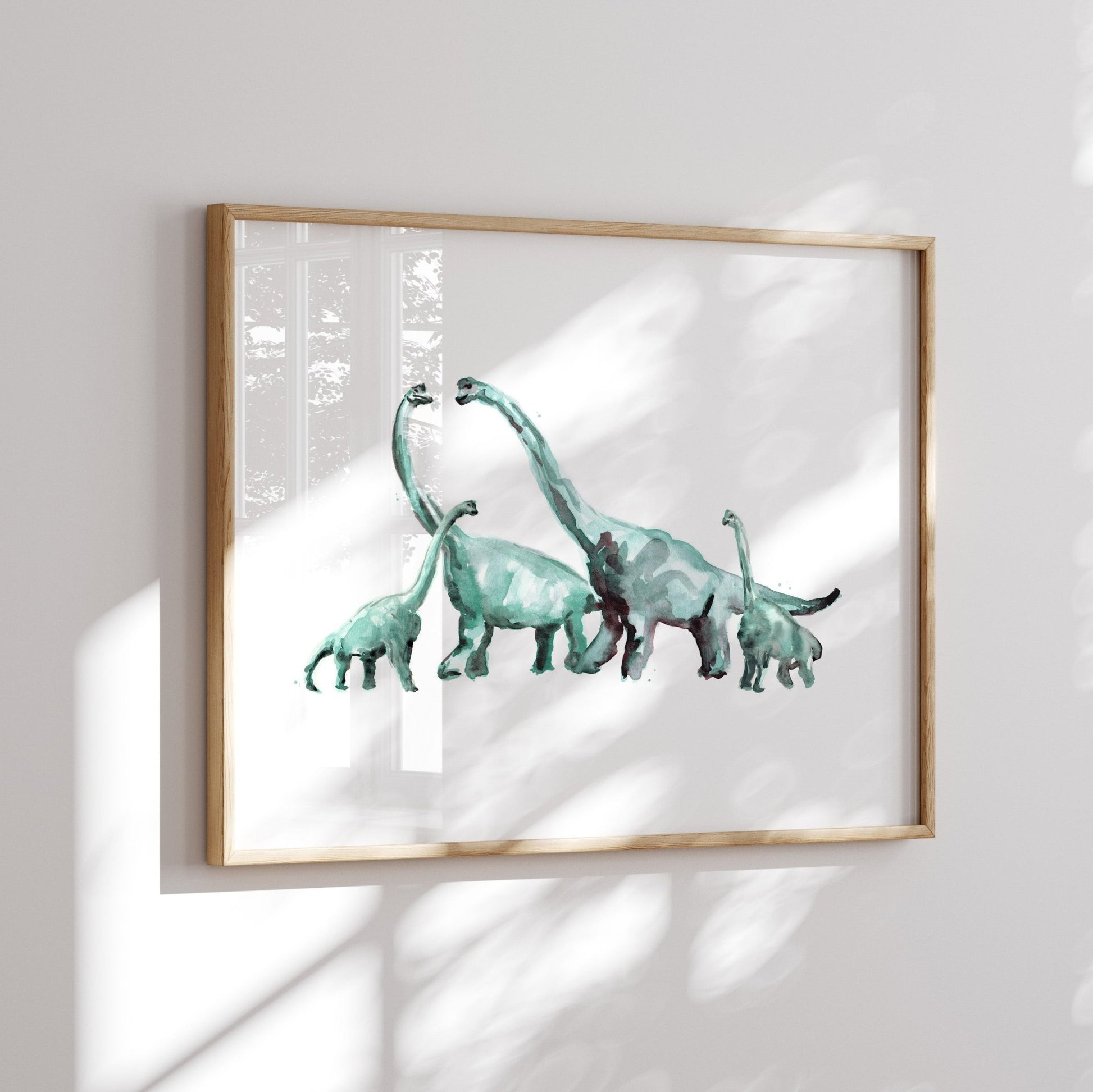 Dinosaur Family of 4 Watercolor Art Print - Art Prints - Moon Rock Prints