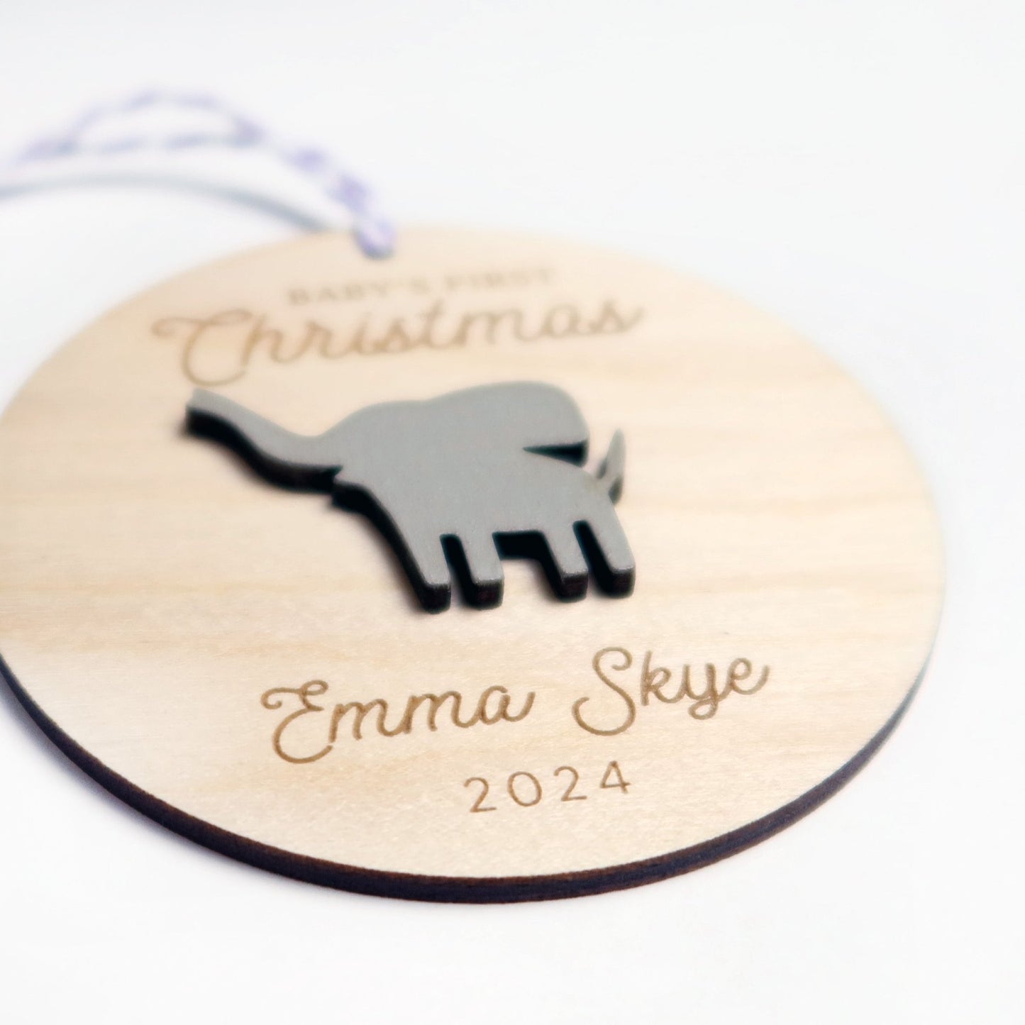 Elephant Baby's First Christmas Ornament Personalized - Holiday Ornaments - Moon Rock Prints