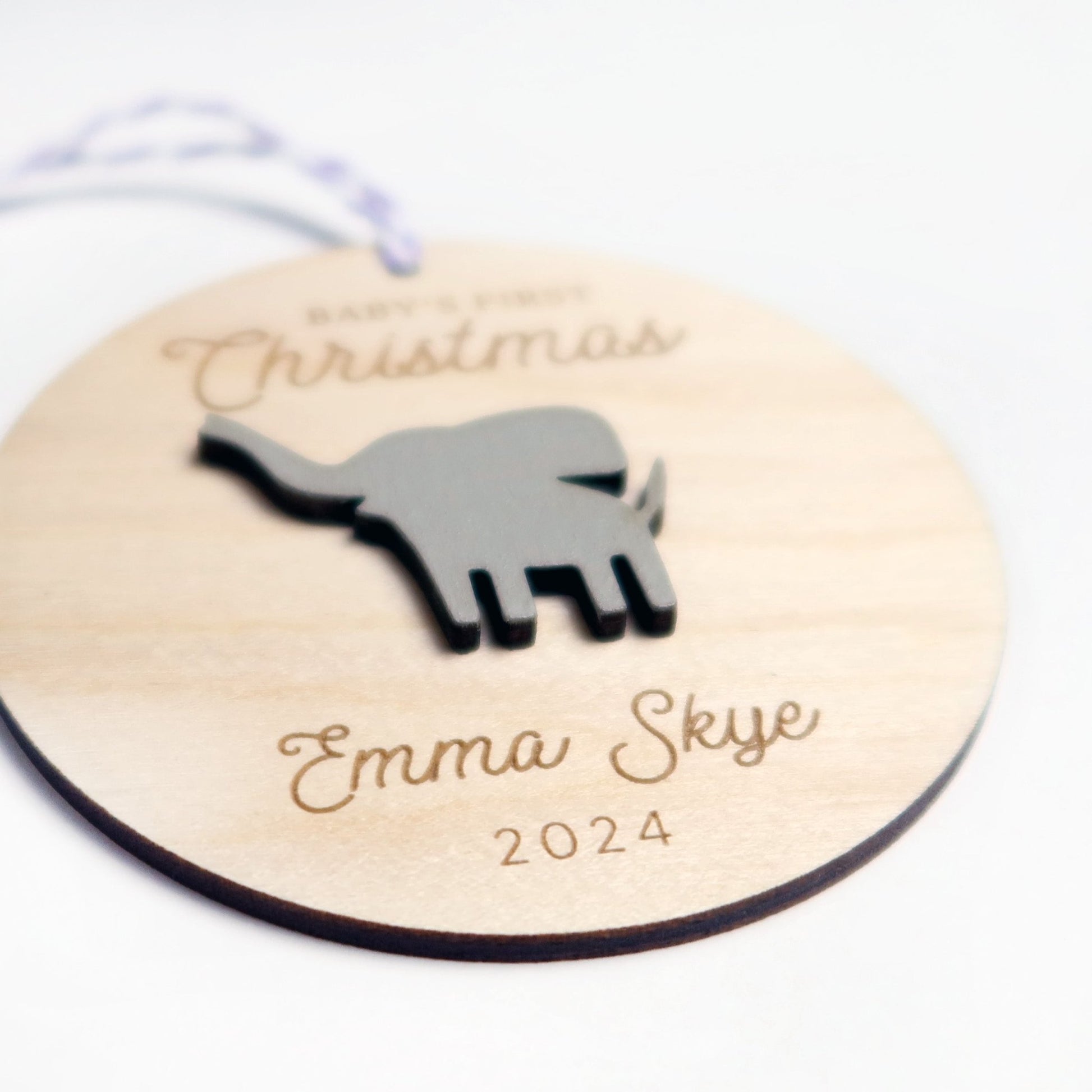 Elephant Baby's First Christmas Ornament Personalized - Holiday Ornaments - Moon Rock Prints