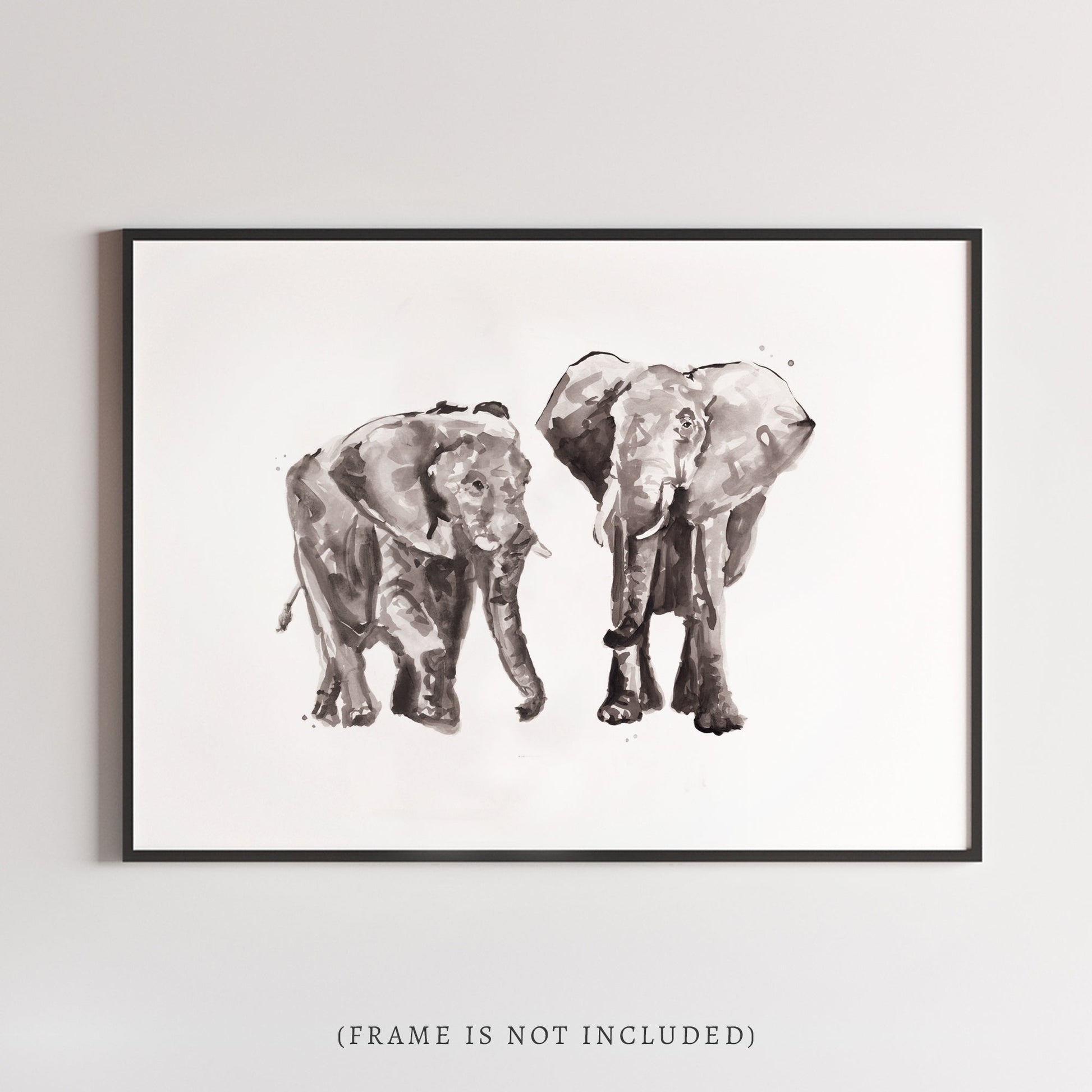 Elephant Couple Watercolor Art Print - Art Prints - Moon Rock Prints