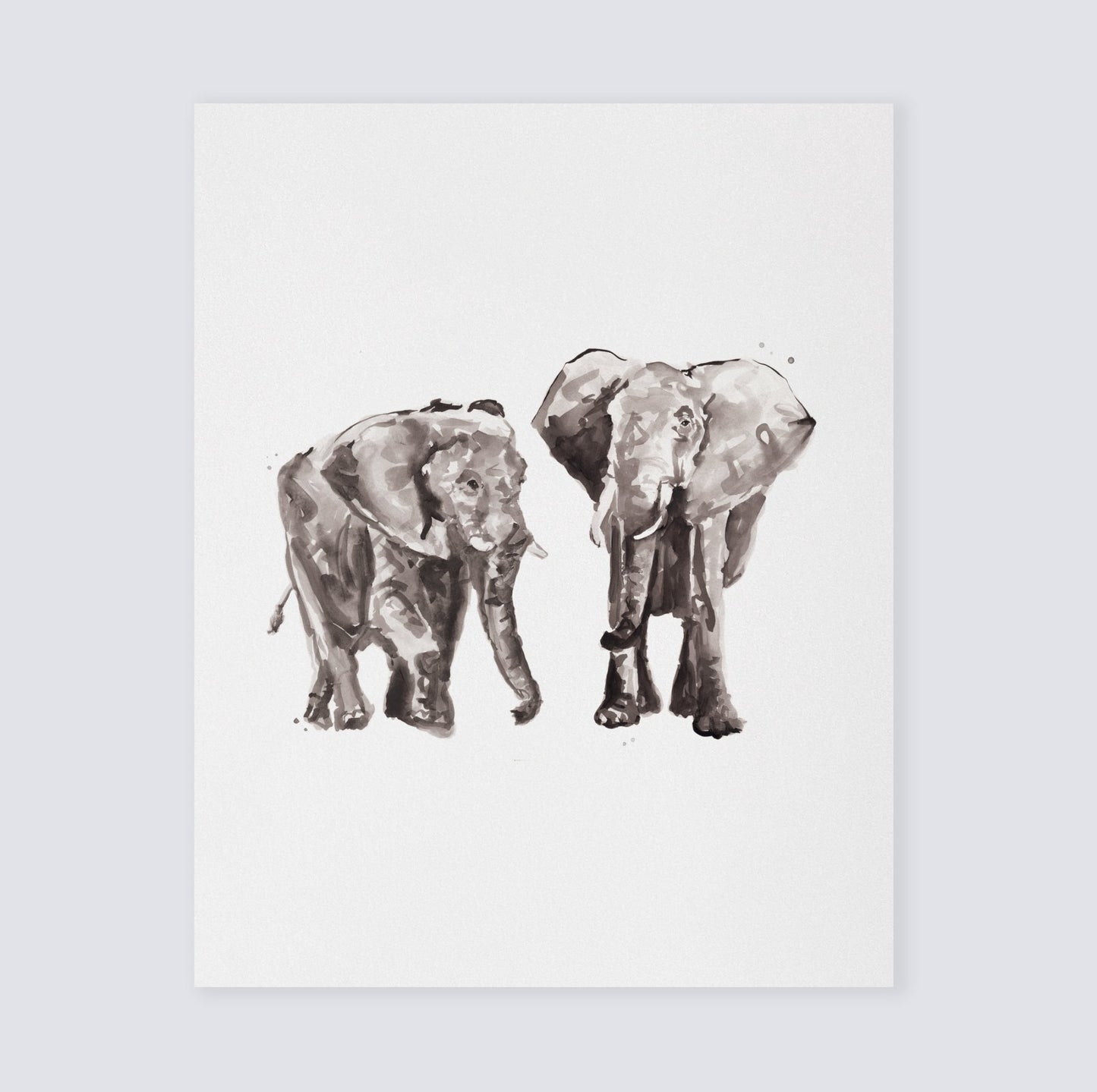 Elephant Couple Watercolor Art Print - Art Prints - Moon Rock Prints