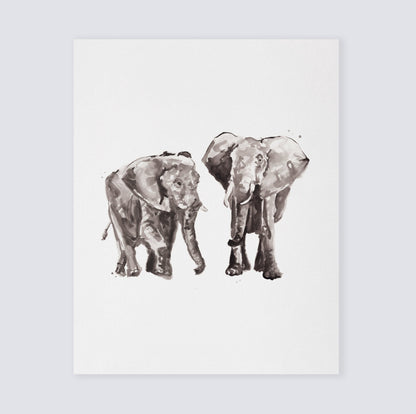 Elephant Couple Watercolor Art Print - Art Prints - Moon Rock Prints