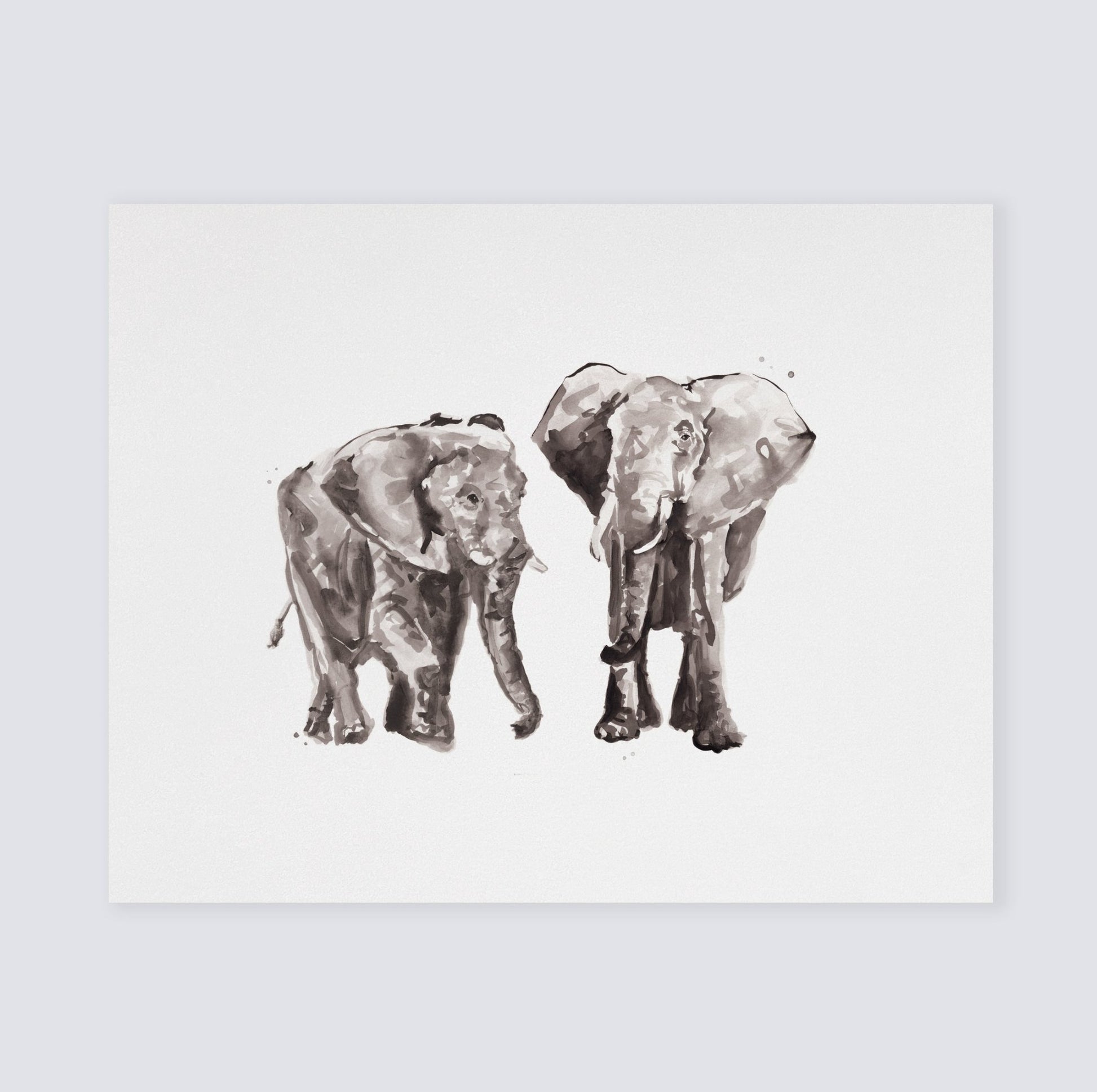 Elephant Couple Watercolor Art Print - Art Prints - Moon Rock Prints