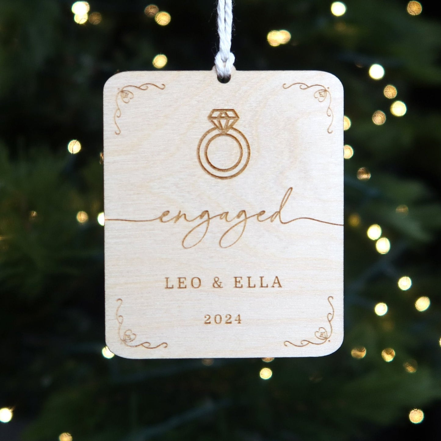 Engagement Ring Personalized Engaged Christmas Ornament - Holiday Ornaments - Moon Rock Prints