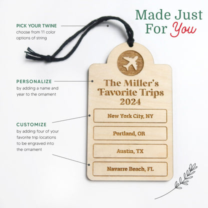 Favorite Trips of 2024 Personalized Ornament - Holiday Ornaments - Moon Rock Prints