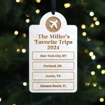 Favorite Trips of 2024 Personalized Ornament - Holiday Ornaments - Moon Rock Prints