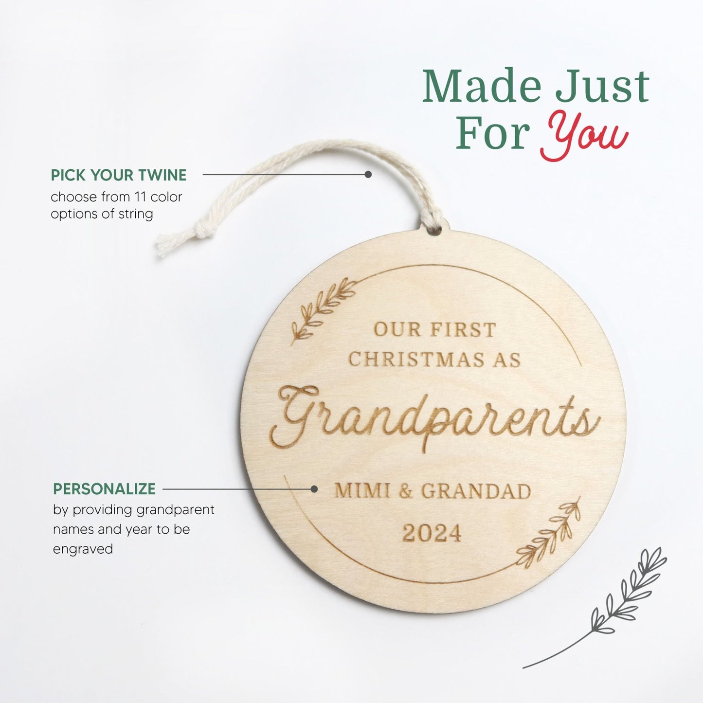 First Christmas as Grandparents Personalized Ornament 2024 Gift for New Grandparents