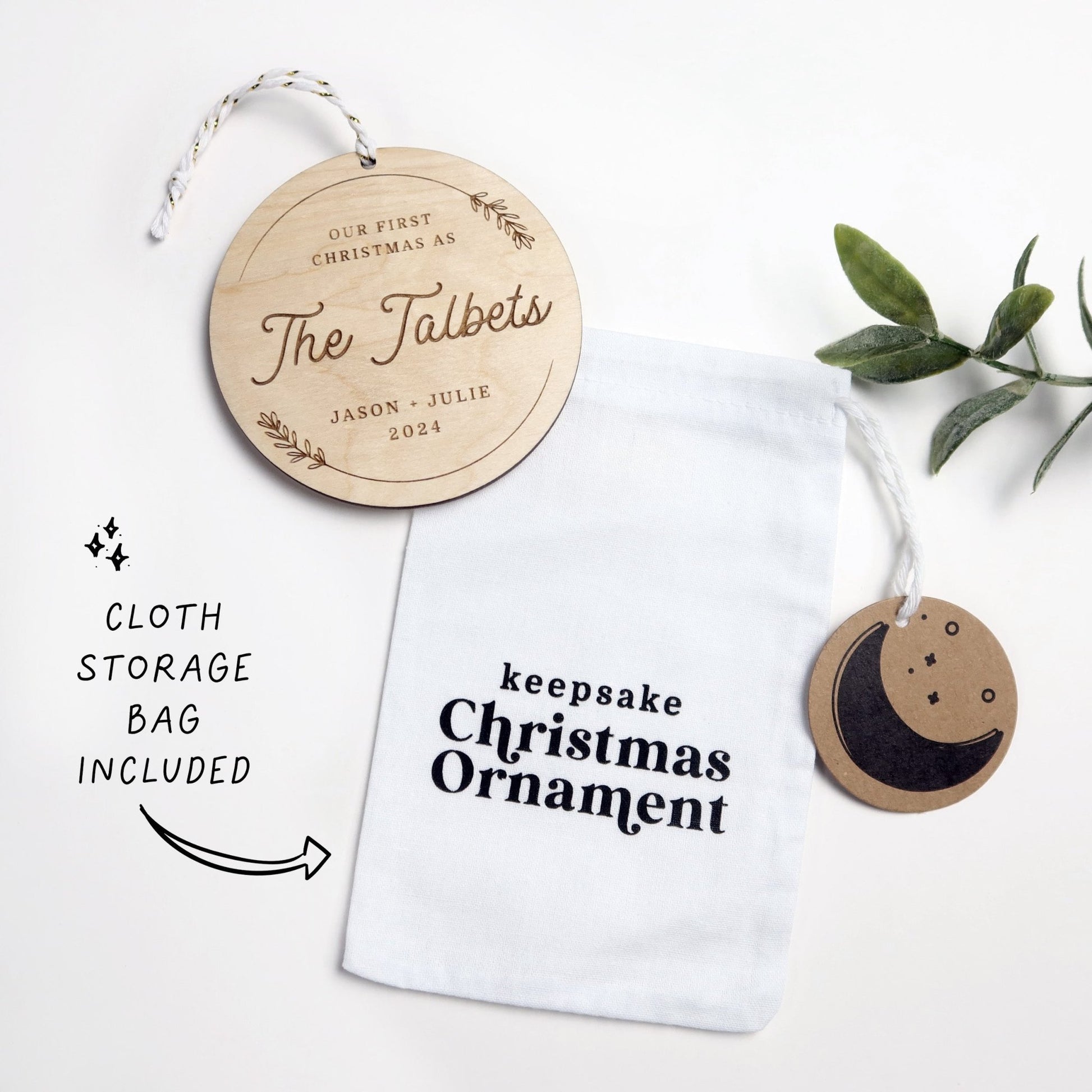 First Christmas As Just Married Personalized Ornament - Holiday Ornaments - Moon Rock Prints