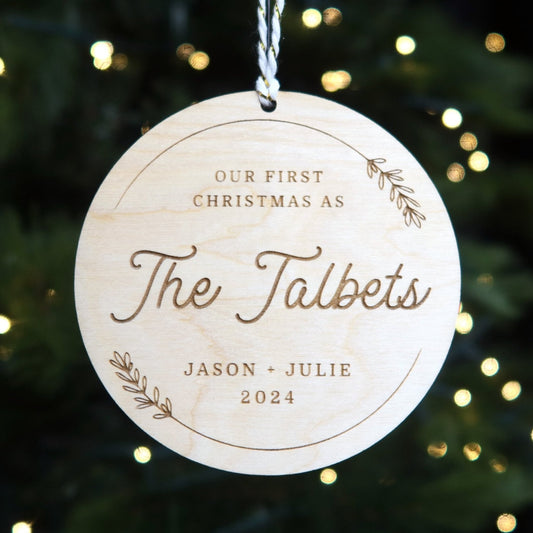 First Christmas As Just Married Personalized Ornament - Holiday Ornaments - Moon Rock Prints