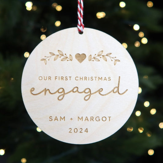 First Christmas Engaged Personalized Engaged Couple Ornament - Holiday Ornaments - Moon Rock Prints