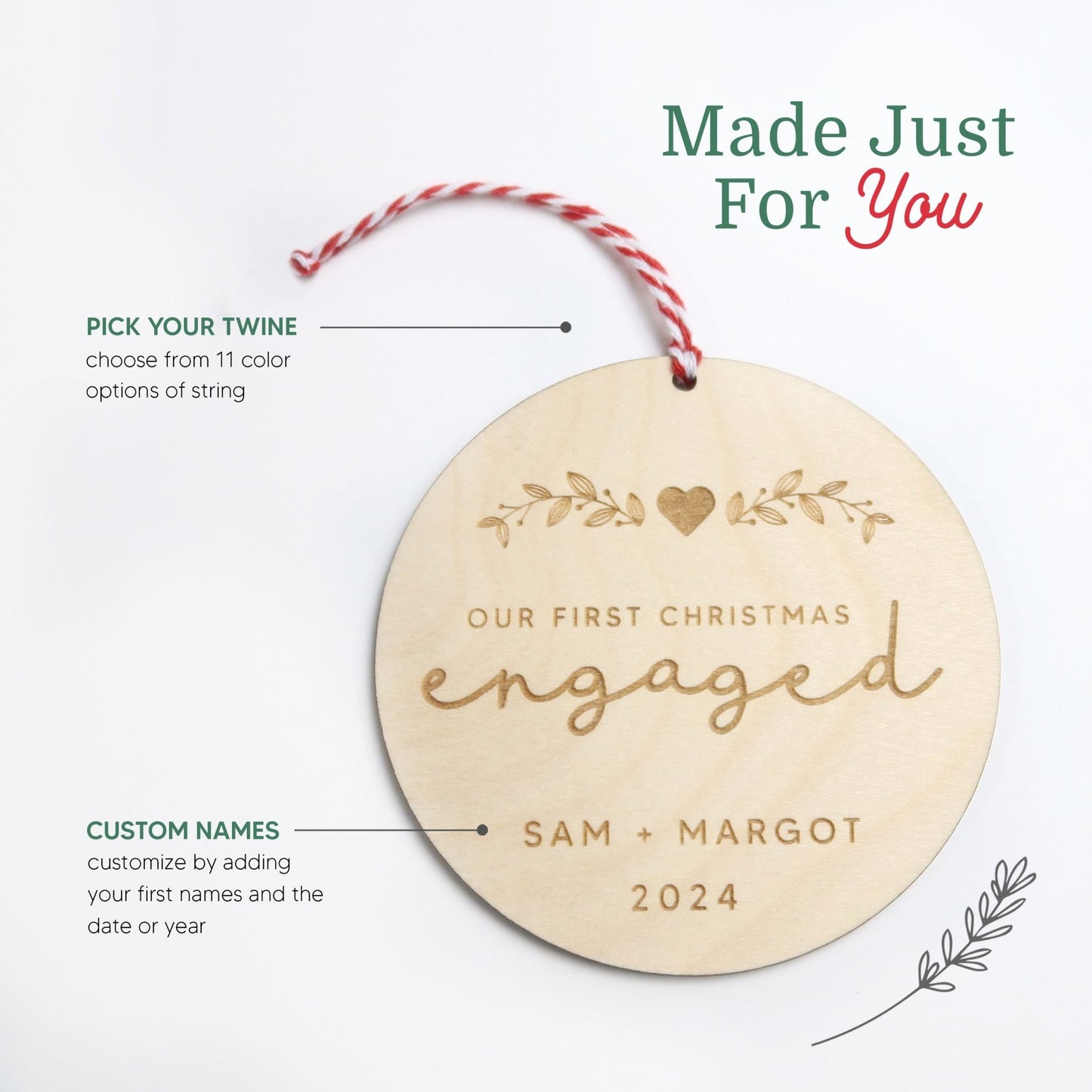 First Christmas Engaged Personalized Engaged Couple Ornament - Holiday Ornaments - Moon Rock Prints