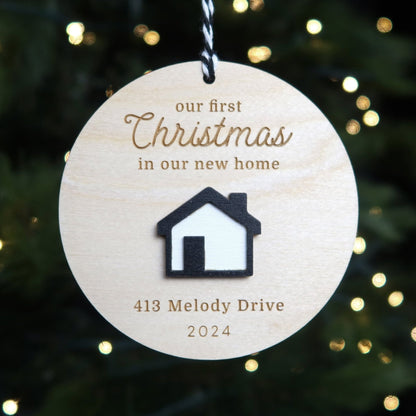 First Christmas in New House Ornament Personalized - Holiday Ornaments - Moon Rock Prints