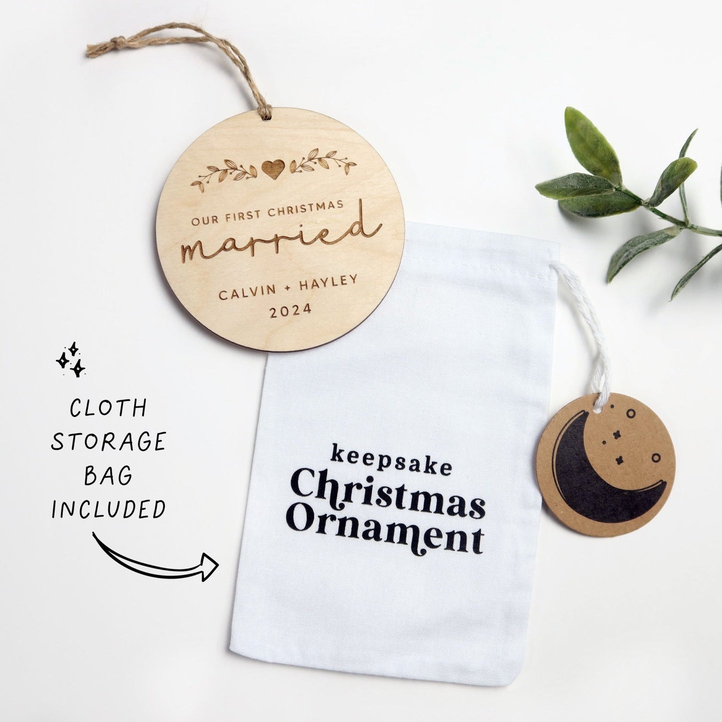 First Christmas Married Personalized Ornament - Holiday Ornaments - Moon Rock Prints