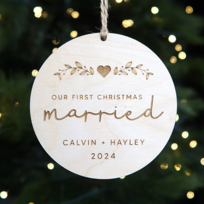 First Christmas Married Personalized Ornament - Holiday Ornaments - Moon Rock Prints