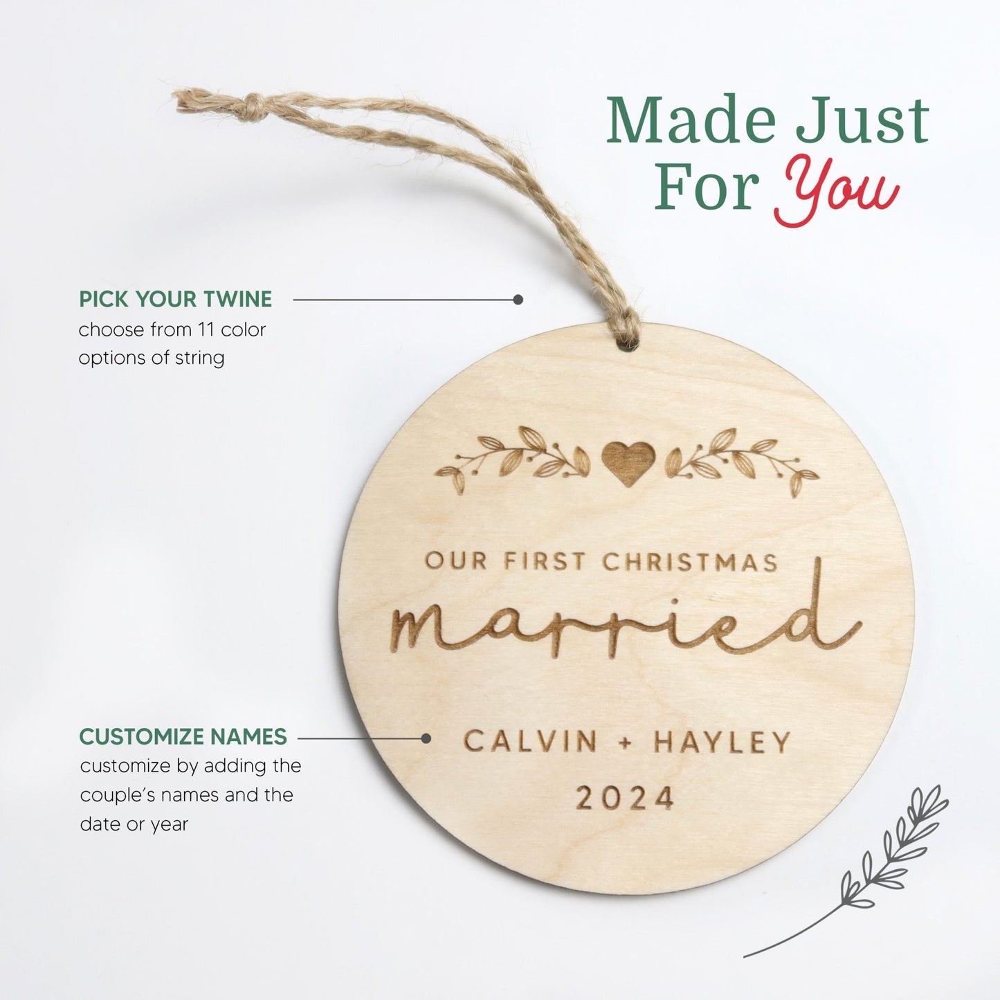 First Christmas Married Personalized Ornament - Holiday Ornaments - Moon Rock Prints