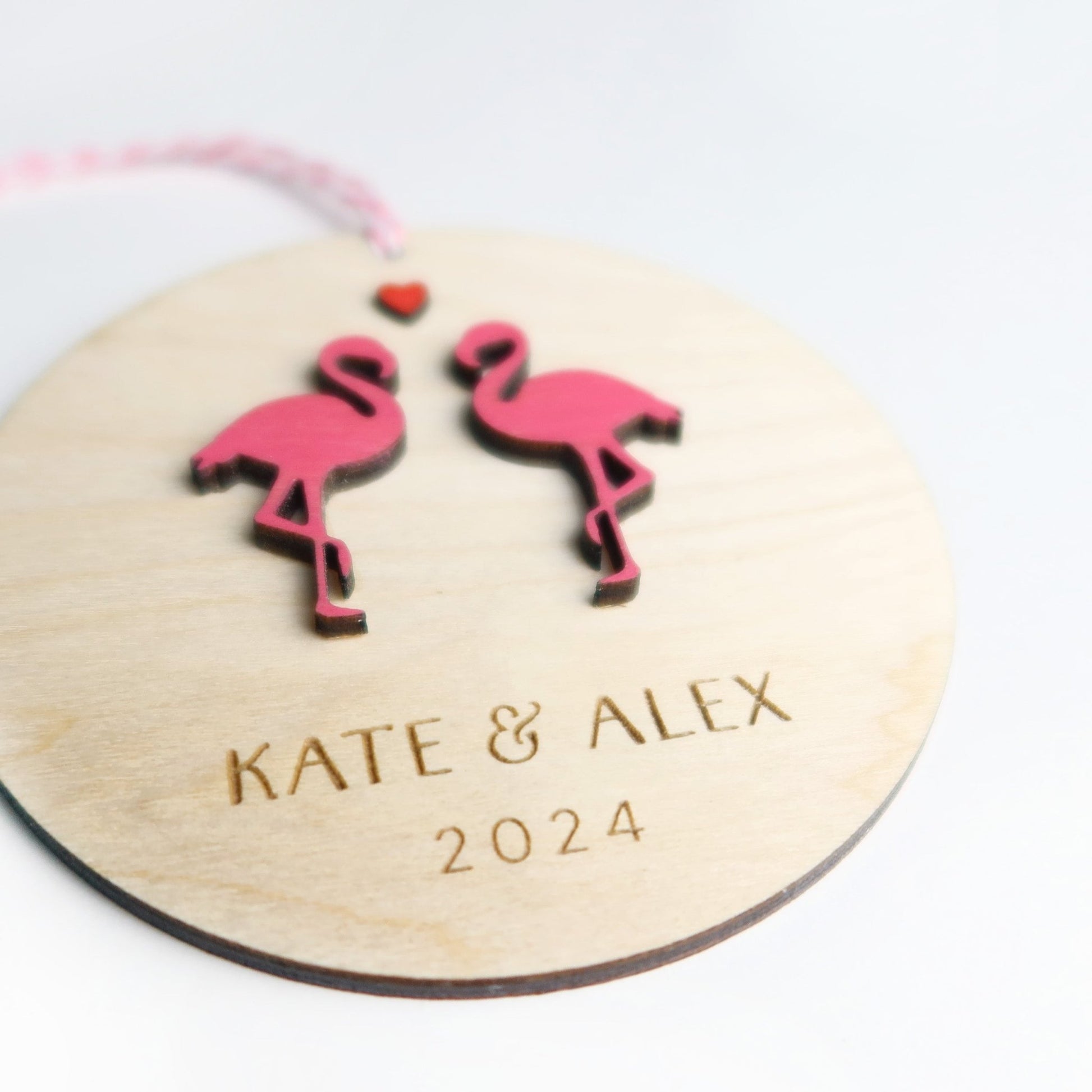 Flamingos Personalized Couple Ornament - Holiday Ornaments - Moon Rock Prints