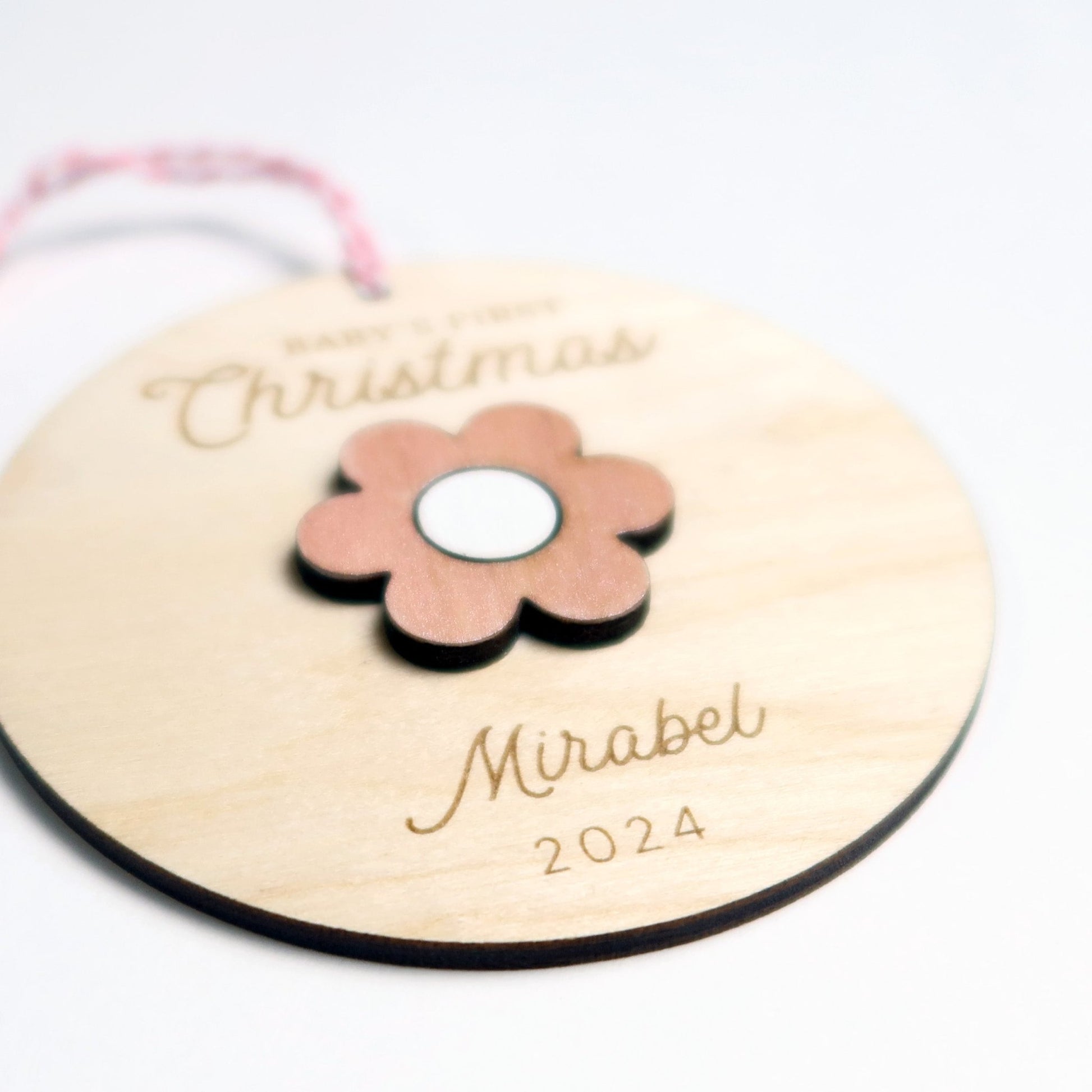 Flower Baby's First Christmas Ornament Personalized - Holiday Ornaments - Moon Rock Prints