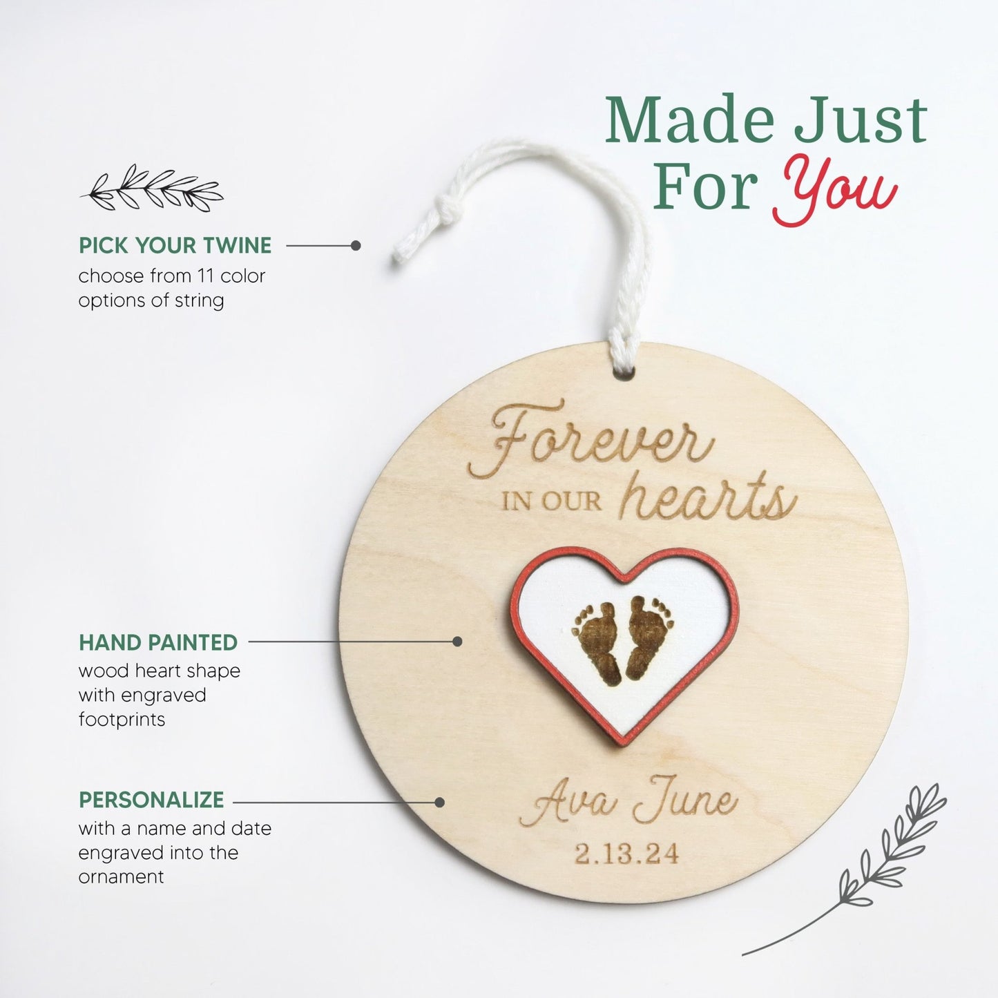 Forever in Our Hearts Baby Memorial Keepsake Ornament - Holiday Ornaments - Moon Rock Prints