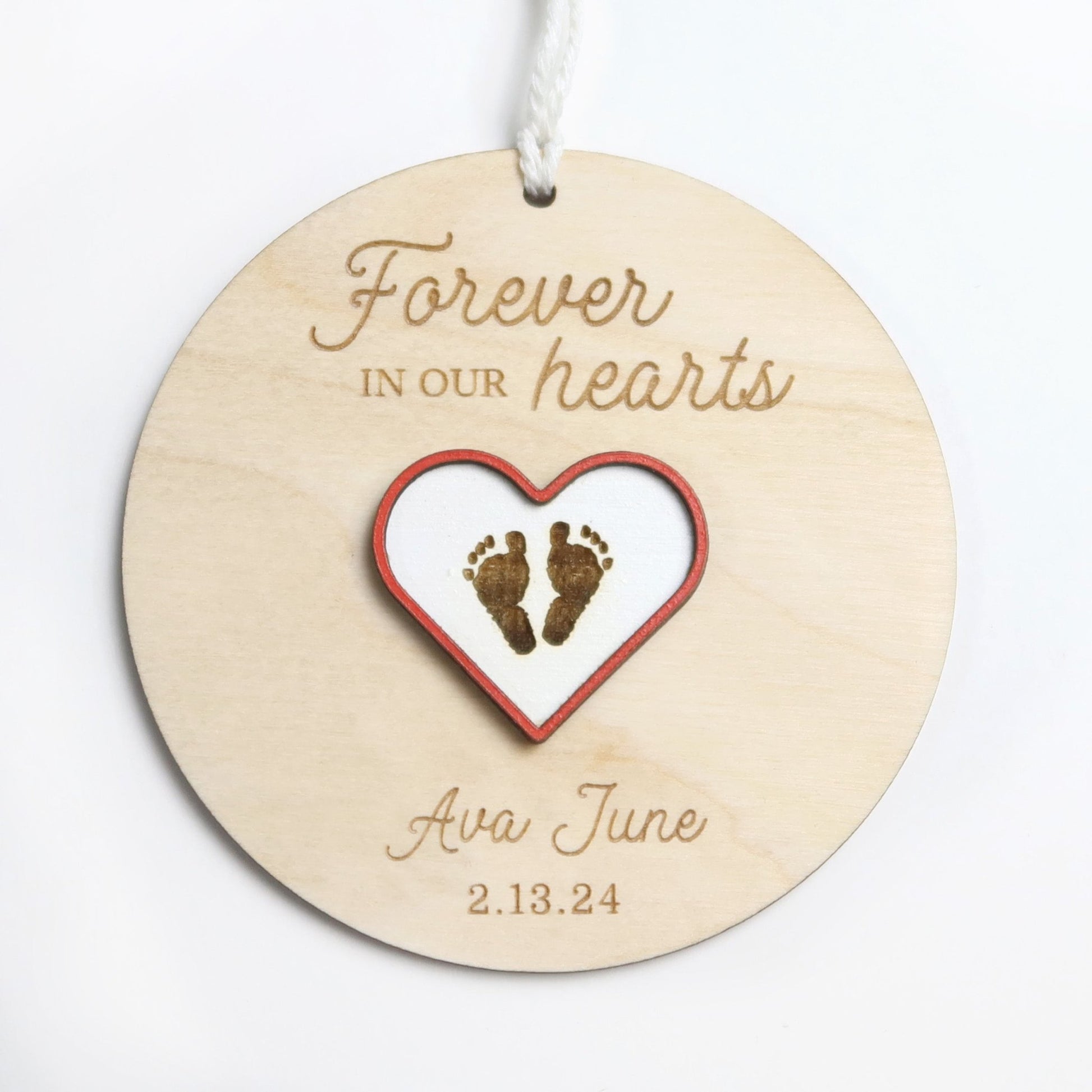 Forever in Our Hearts Baby Memorial Keepsake Ornament - Holiday Ornaments - Moon Rock Prints